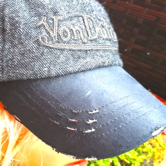VON DUTCH Embroidery Black Wool Baseball Sporty Grey Vintage Round Bill  Hat NEW - Picture 5 of 13